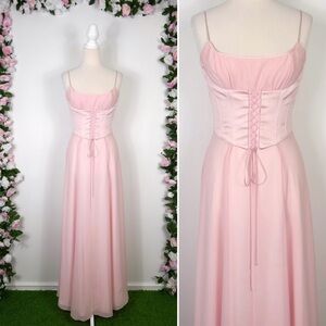 Vintage 90s pink satin corset dress